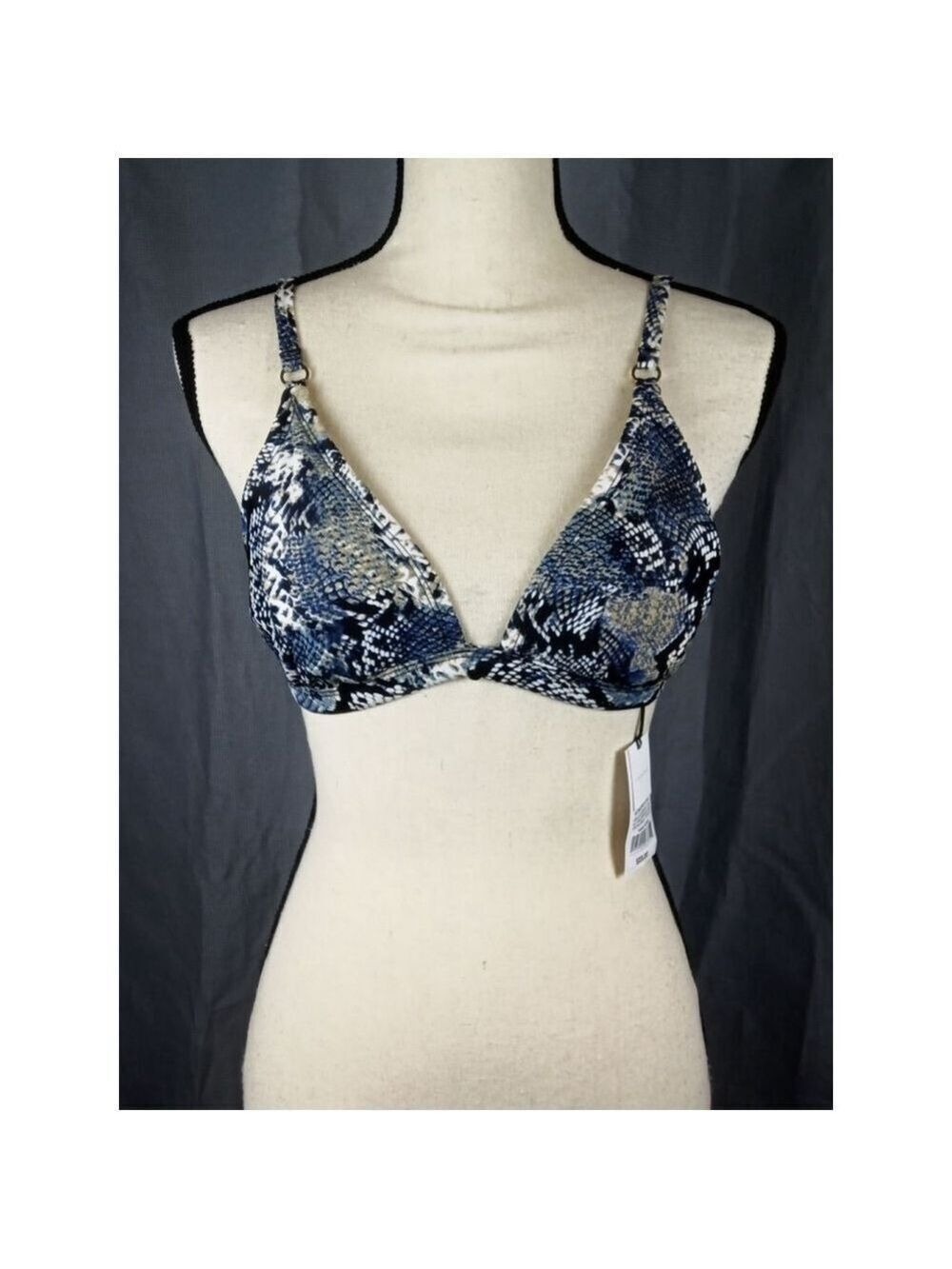 Shade & Shore Bikini Top Size M Blue Snake Print